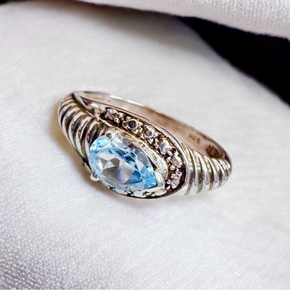 Blue Topaz Sterling Silver Ring (7) - Picture 4 of 14